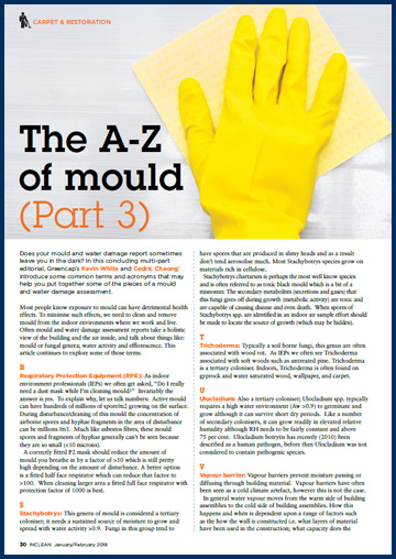 A-Z of Mould part 3 for INCLEAN Magazine