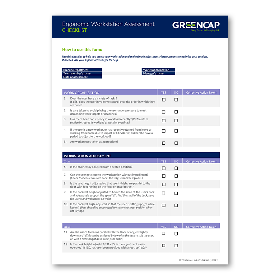 Greencap - Download - Ergonomic Workstation Assessment Checklist